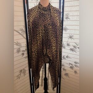 Midnight Velvet 2 Piece Set Sleeveless Top/Long Sleeve Open Front Duster Size XL